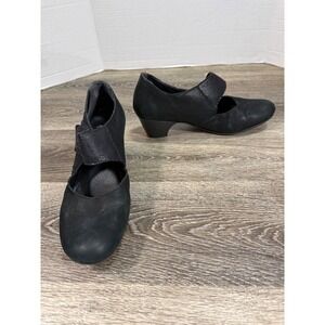Rieker Antistress Shoes EU 39 Black Leather Mary Jane‎ Pumps Shimmer Block Heel